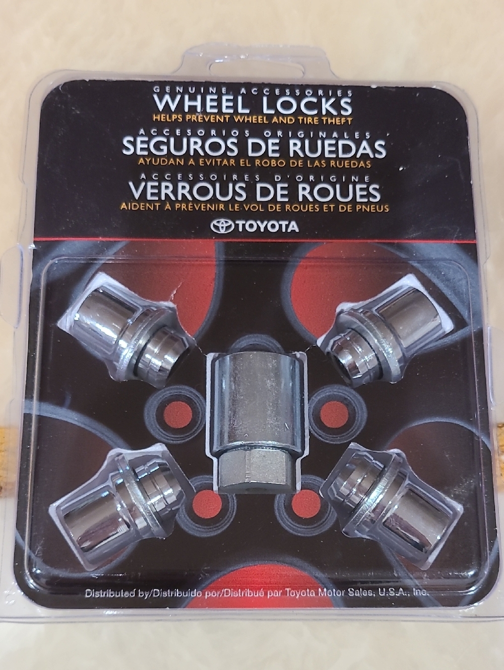 Toyota Chrome Wheel Locks – 4 Lug Nut Locks with Key, Silver